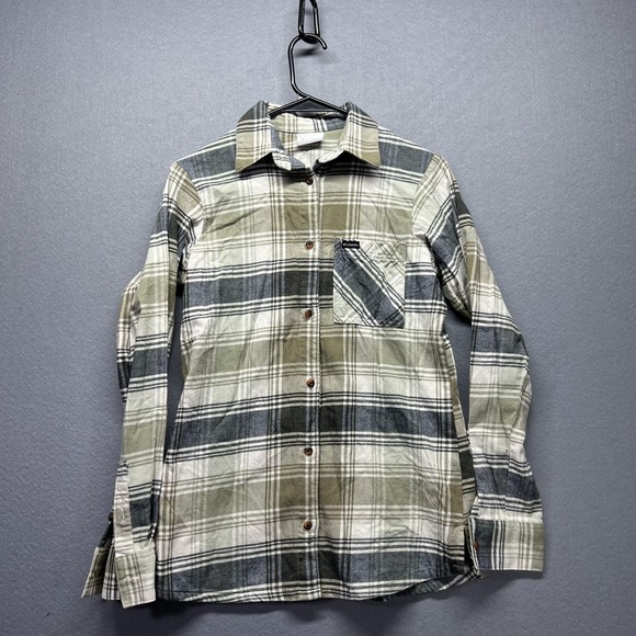 Columbia Tops - Columbia Shirt Womens Small Green Plaid Flannel Button Up Long Sleeve Top